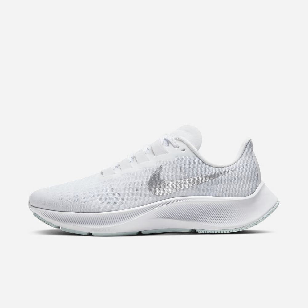 Chaussure De Running Nike Air Zoom Pegasus 37 Blanche 8972-634 White/Aura/Metallic Silver Femme | HST-63532088